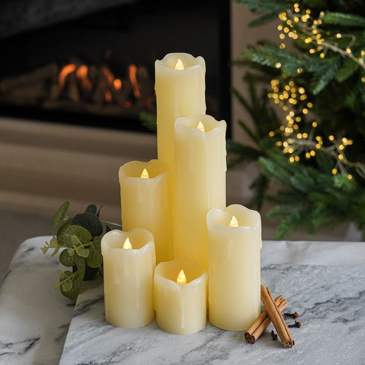 6 Battery Flickering Dripping Wax Pillar LED Candles image 3