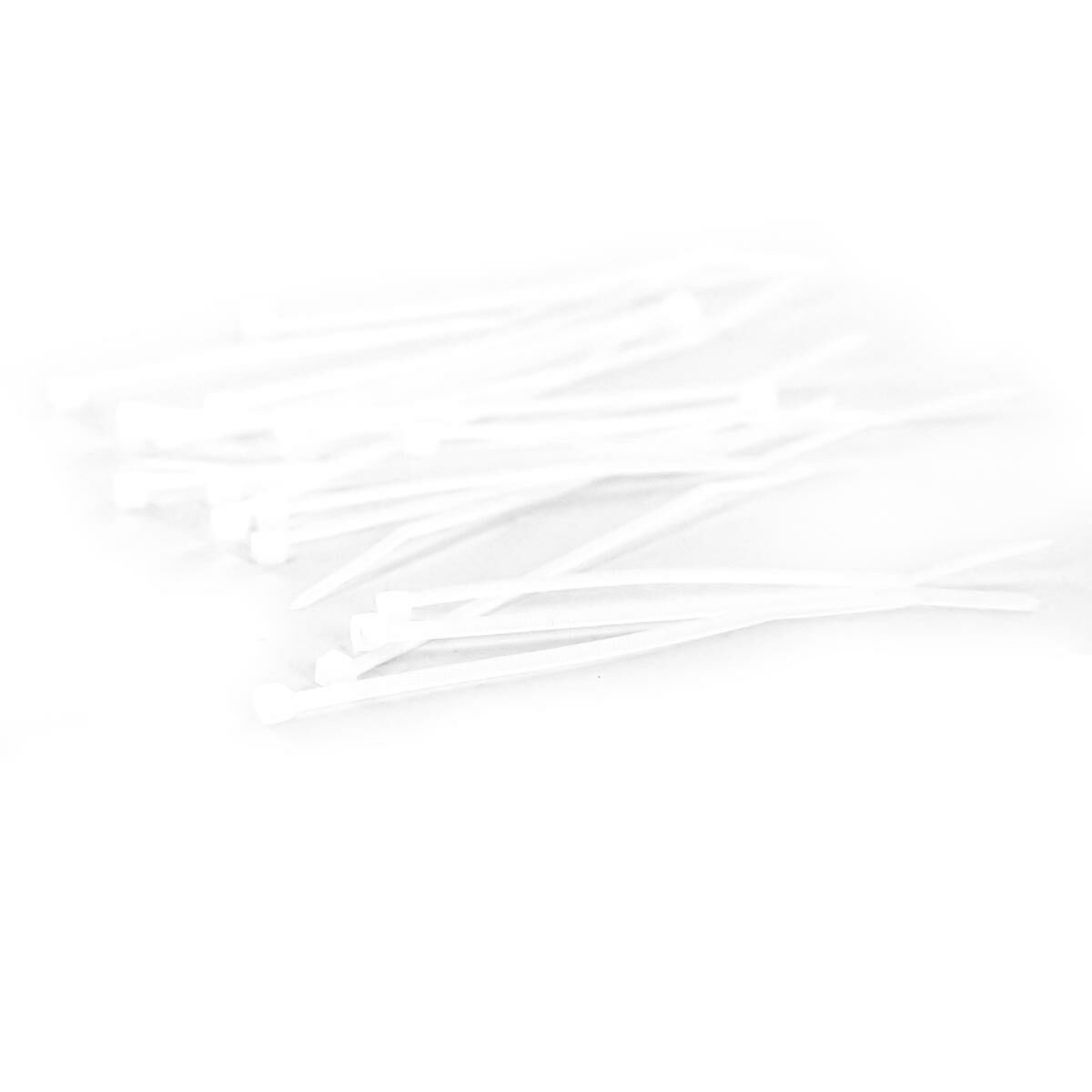 100mm x 2.5mm White Cable Ties, 20pcs image 1