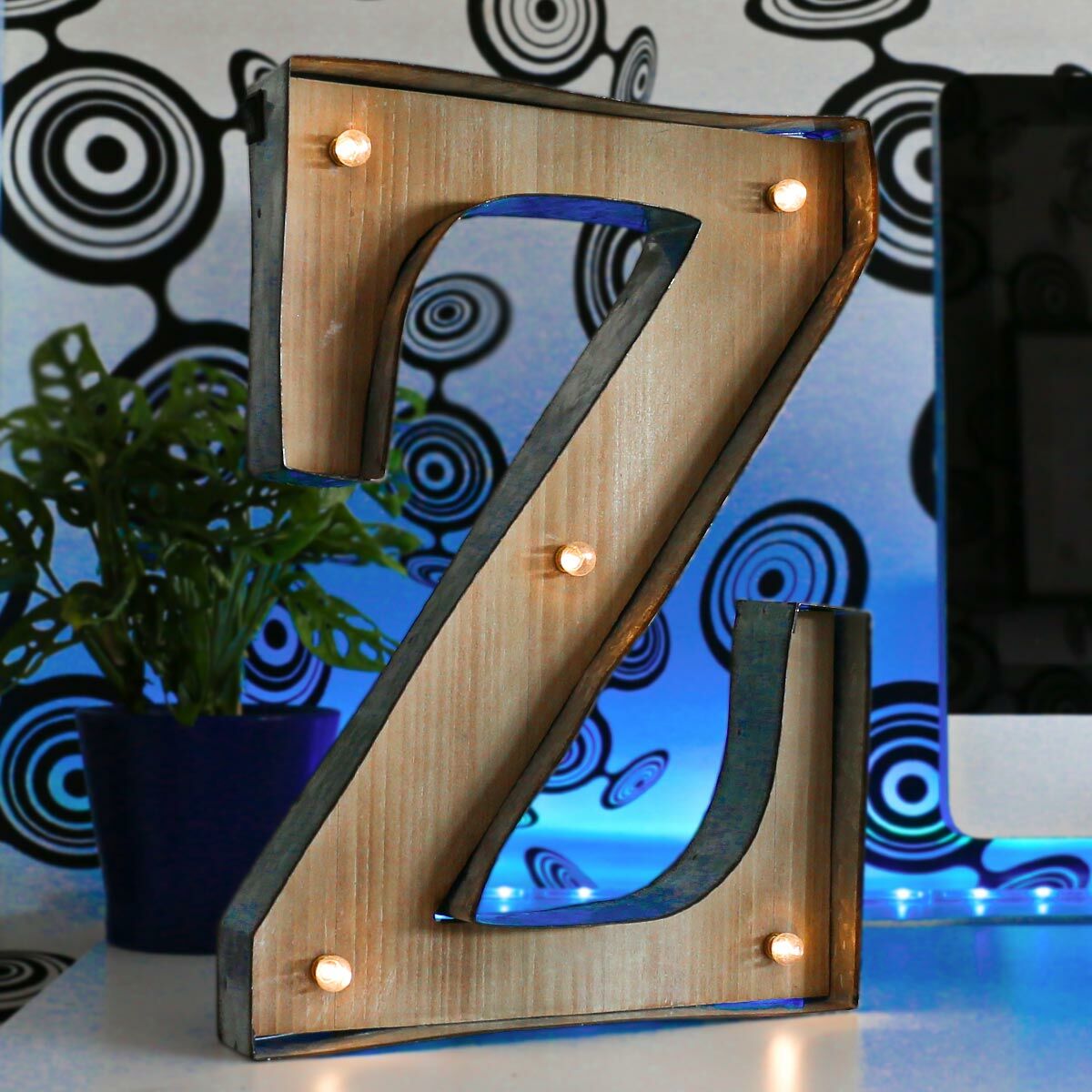 Wood & Metal 'Z' Battery Light Up Circus Letter, 41cm image 1