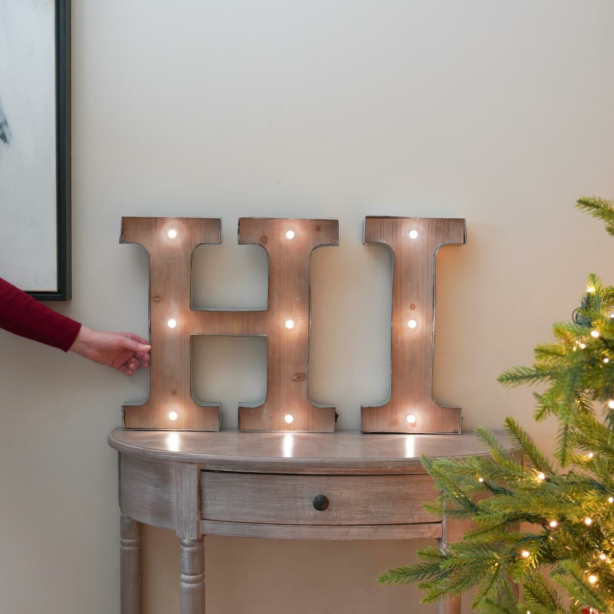 Wood & Metal 'H' Battery Light Up Circus Letter, 41cm image 1