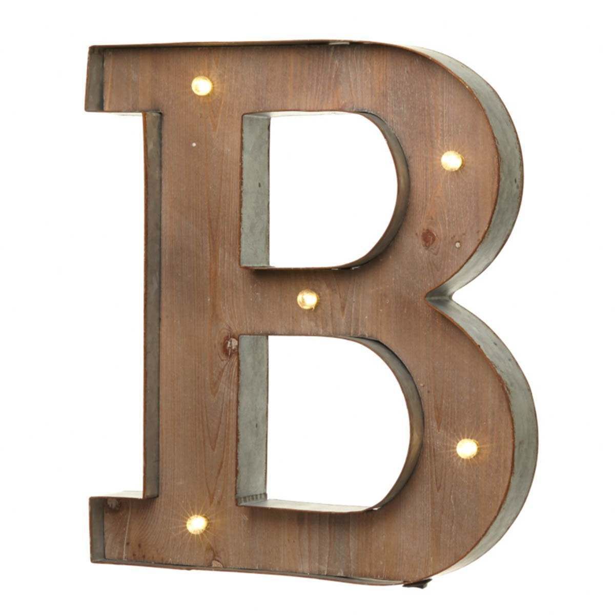 Wood & Metal 'B' Battery Light Up Circus Letter, 41cm image 3