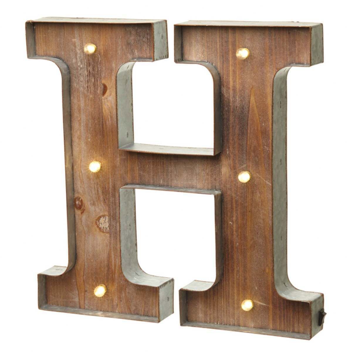 Wood & Metal 'H' Battery Light Up Circus Letter, 41cm image 5