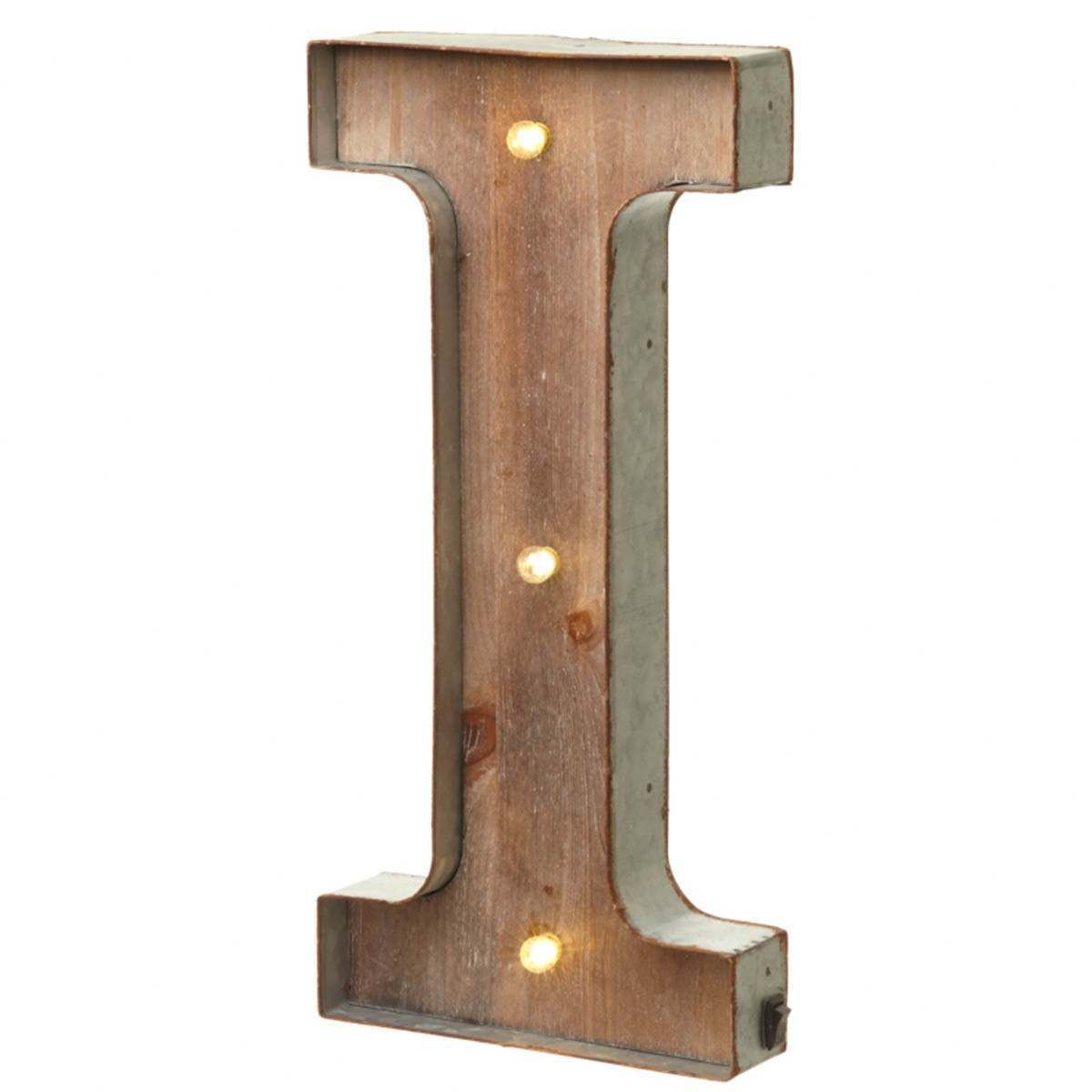 Wood & Metal 'I' Battery Light Up Circus Letter, 41cm image 1