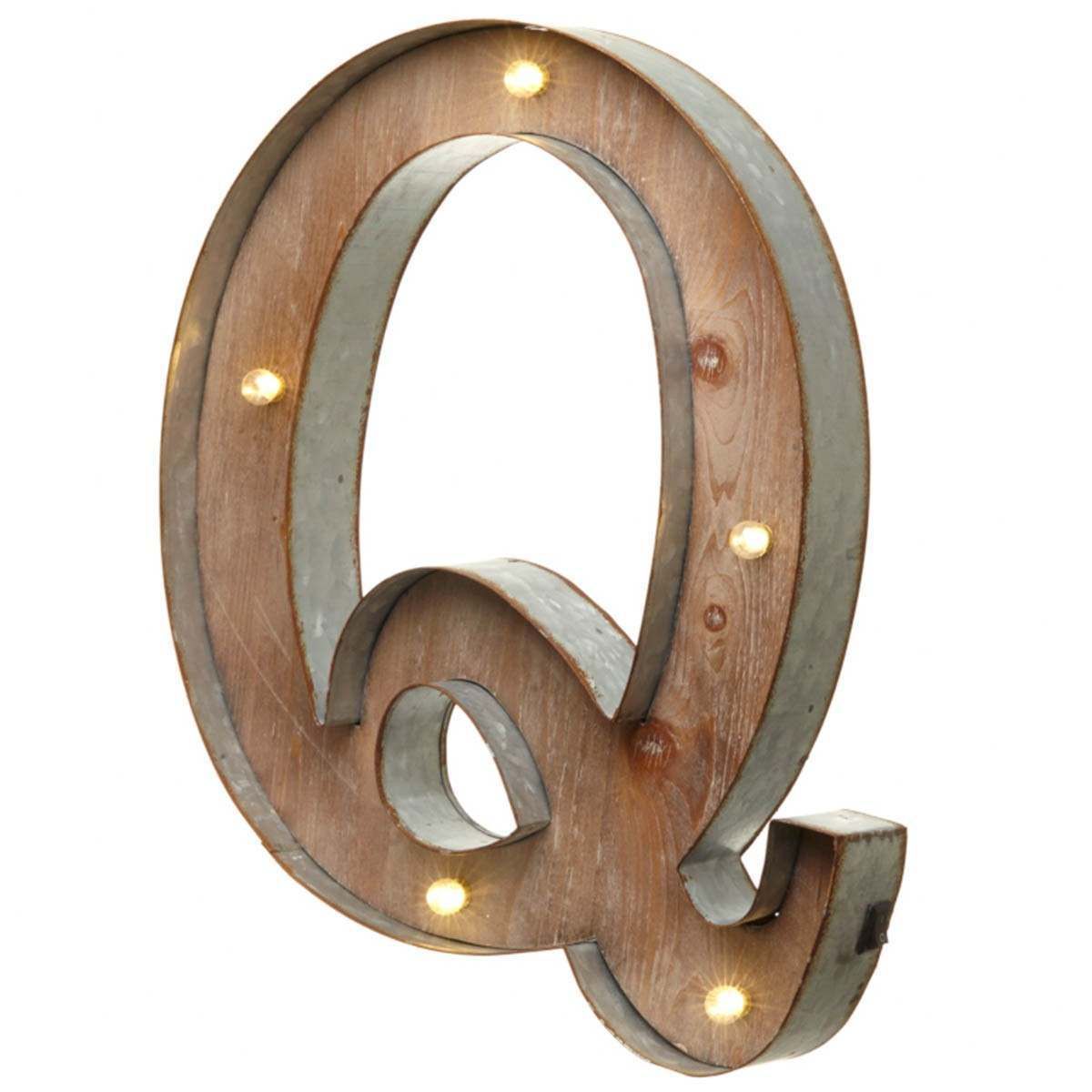 Wood & Metal 'Q' Battery Light Up Circus Letter, 42cm image 1