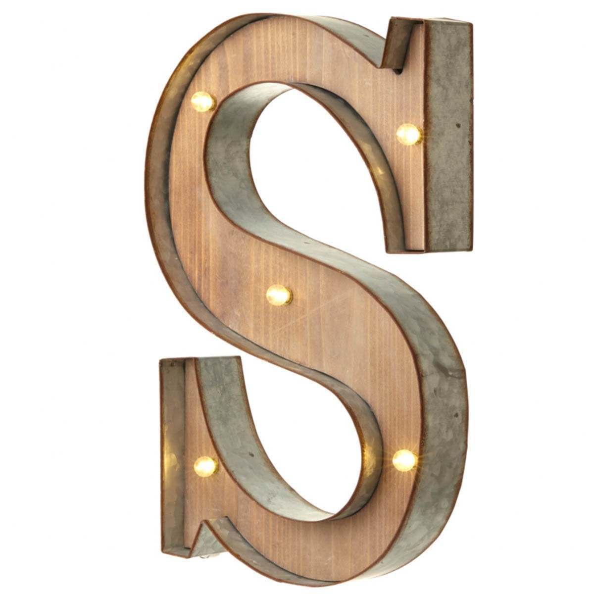 Wood & Metal 'S' Battery Light Up Circus Letter, 41cm image 3