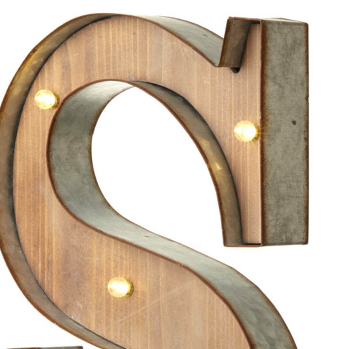 Wood & Metal 'S' Battery Light Up Circus Letter, 41cm image 1