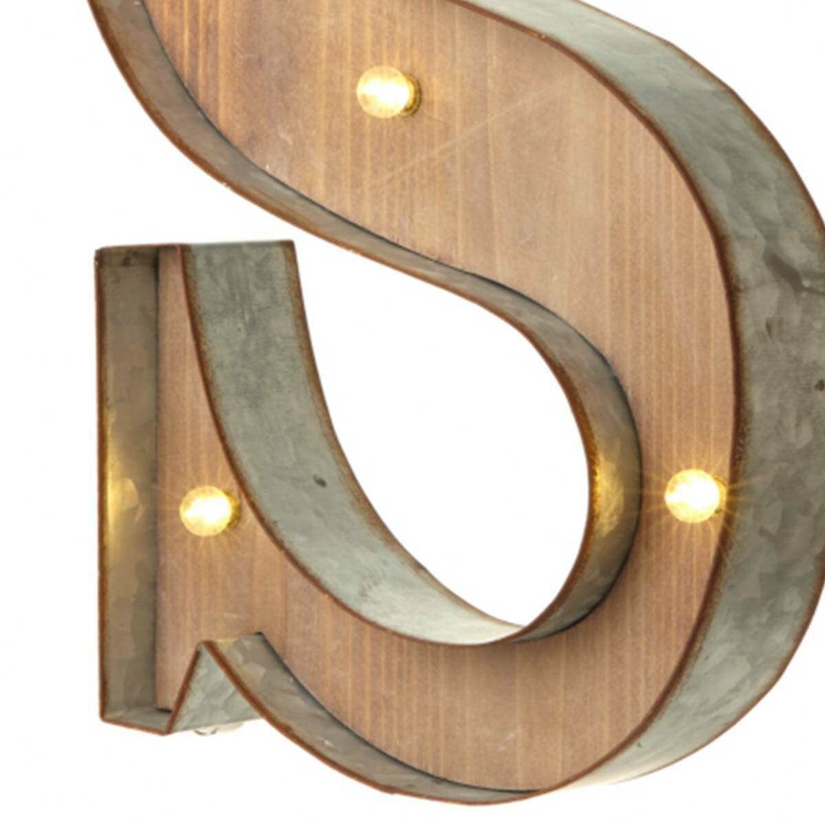 Wood & Metal 'S' Battery Light Up Circus Letter, 41cm image 2