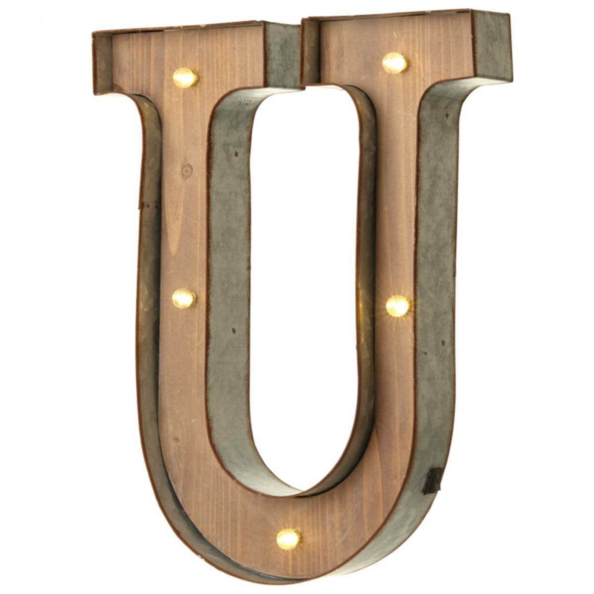 Wood & Metal 'U' Battery Light Up Circus Letter, 41cm image 3
