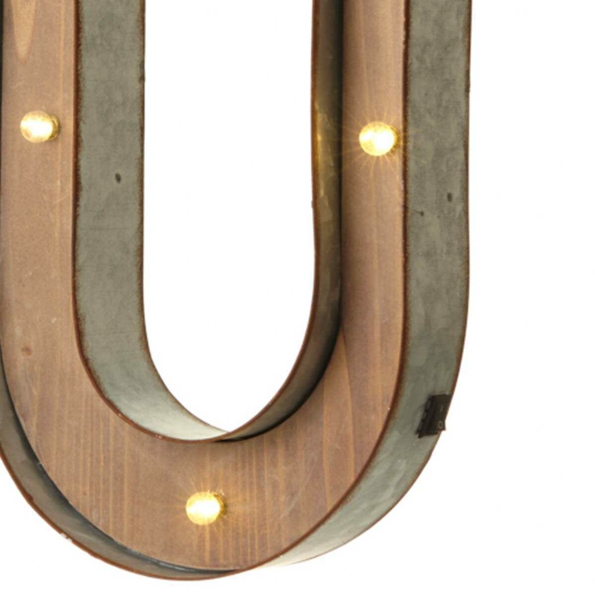 Wood & Metal 'U' Battery Light Up Circus Letter, 41cm image 2
