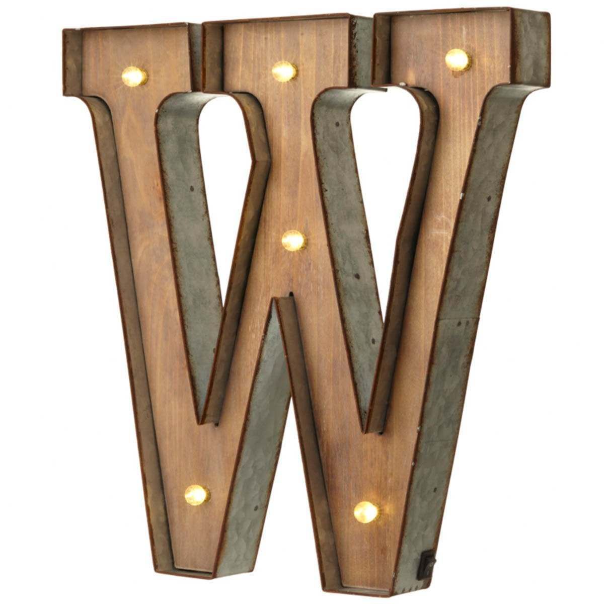 Wood & Metal 'W' Battery Light Up Circus Letter, 41cm image 1