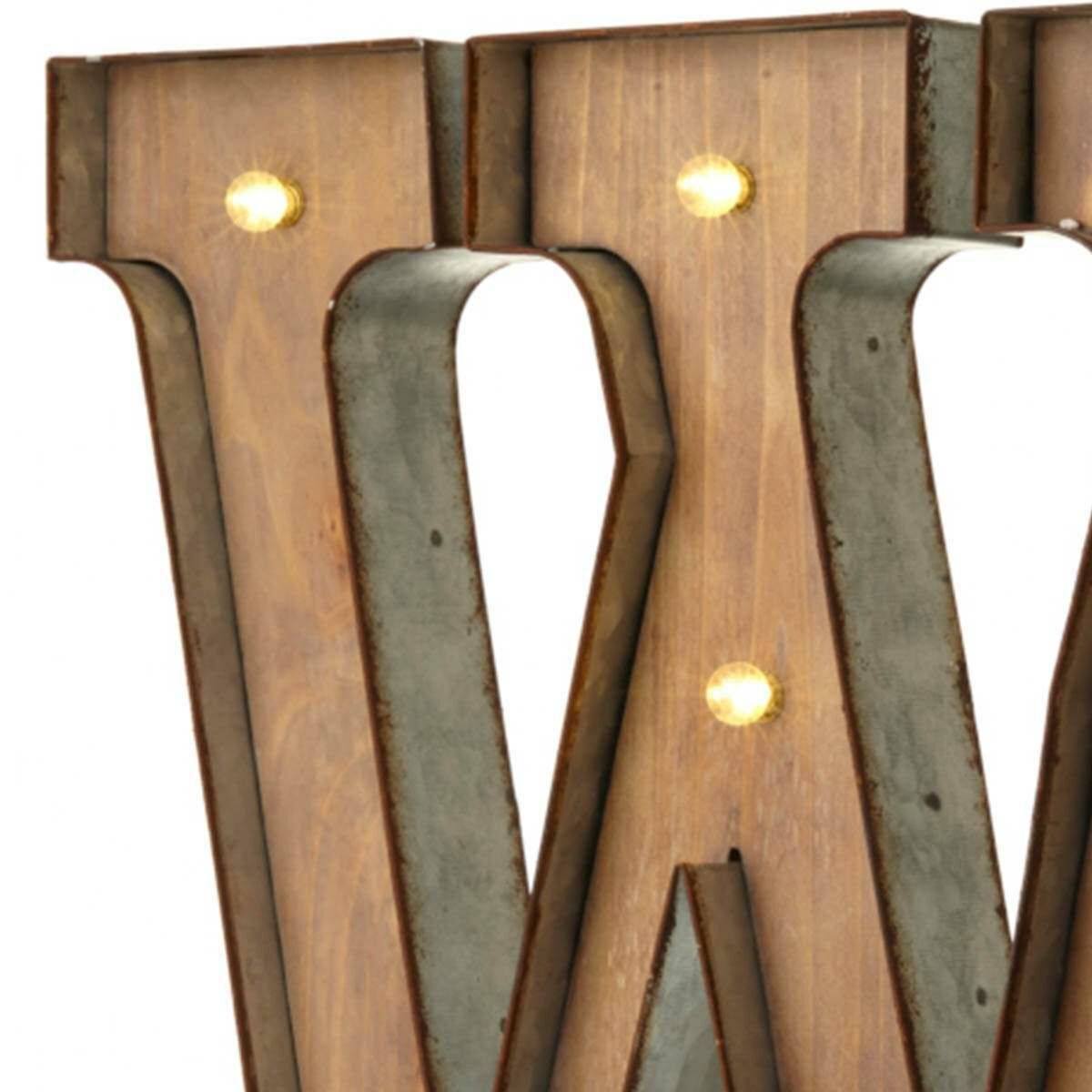 Wood & Metal 'W' Battery Light Up Circus Letter, 41cm image 2