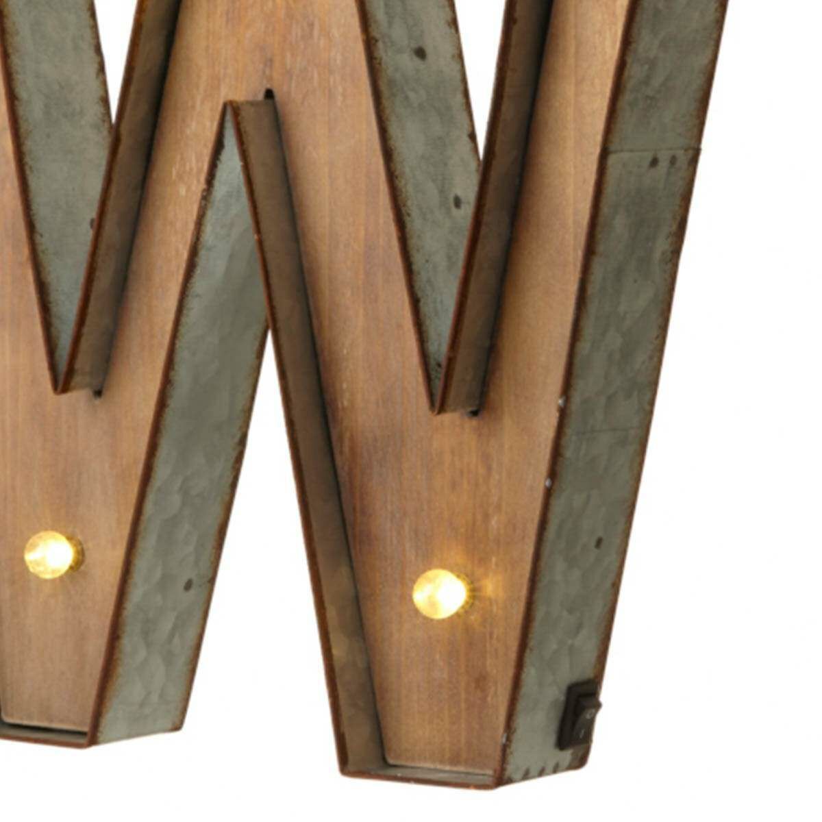 Wood & Metal 'W' Battery Light Up Circus Letter, 41cm image 3