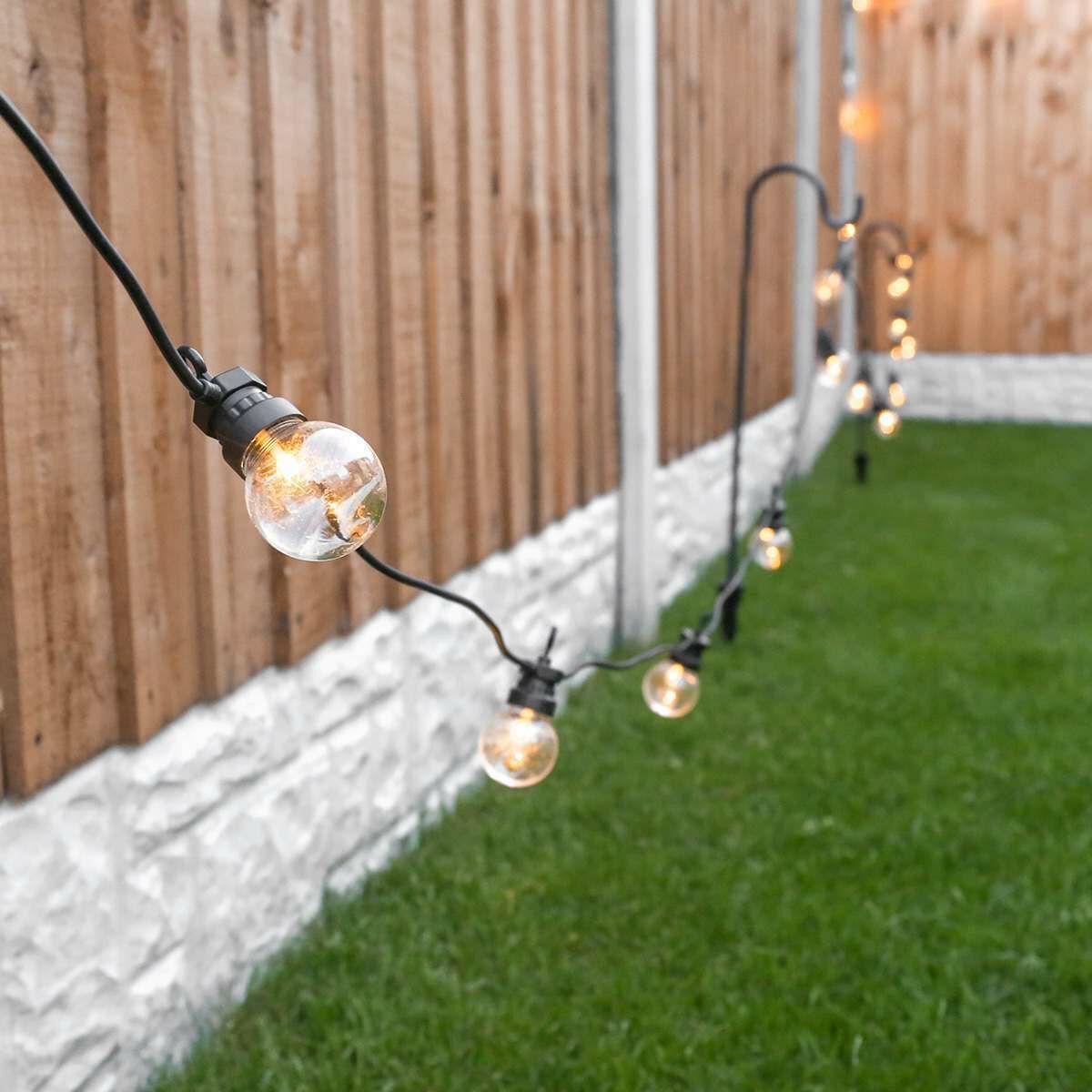 Outdoor Festoon Lights, Connectable, Warm White LEDs, Clear Bulbs, Black Cable image 8