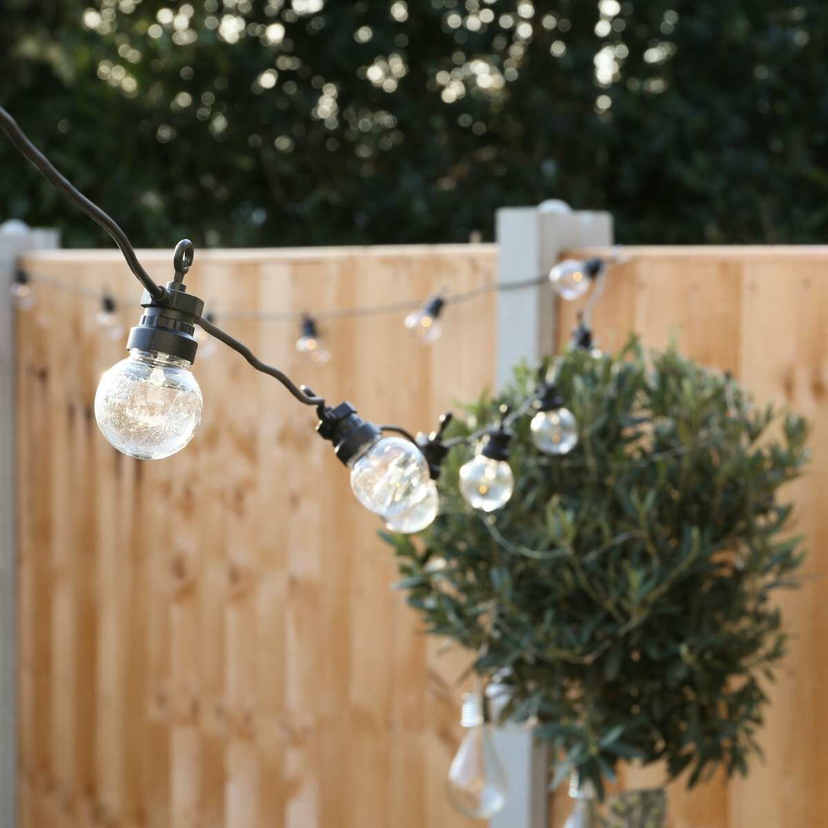 Outdoor Festoon Lights, Connectable, Warm White LEDs, Clear Bulbs, Black Cable image 9