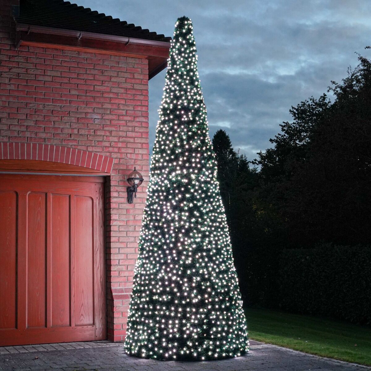 4m Outdoor Green Commercial Pre Lit Christmas Cone Tree, Rubber Cable White ConnectGo® LEDs image 1