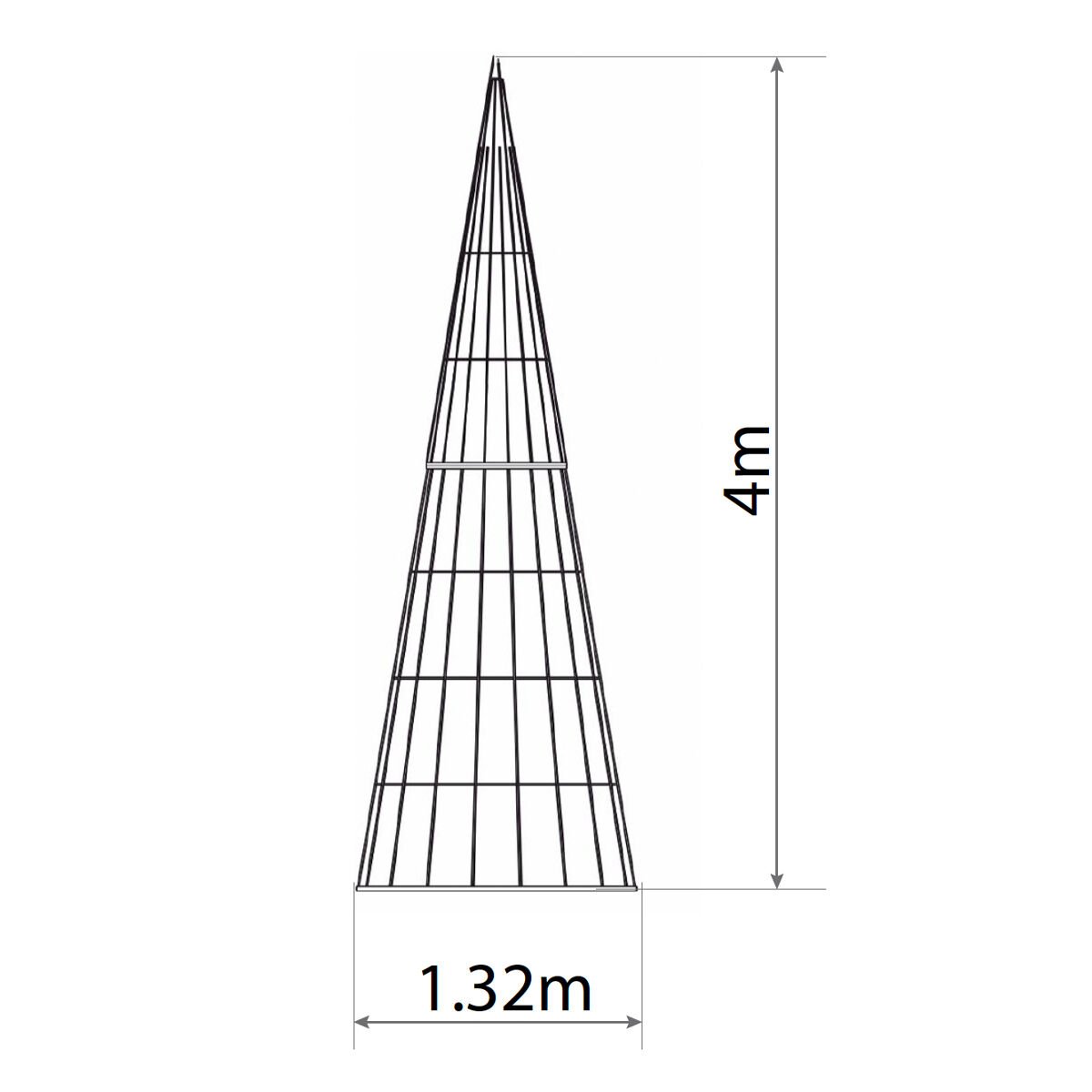 4m Outdoor Green Commercial Pre Lit Christmas Cone Tree, Rubber Cable White ConnectGo® LEDs image 4