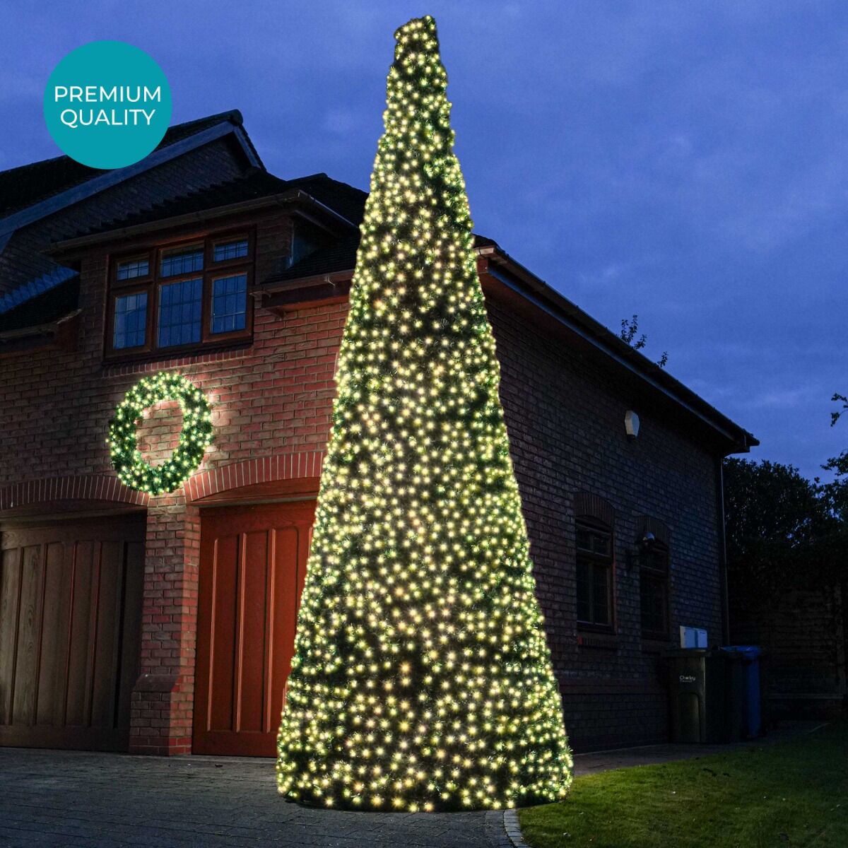 6m Outdoor Green Commercial Pre Lit Christmas Cone Tree, Rubber Cable Warm White ConnectGo® LEDs image 2