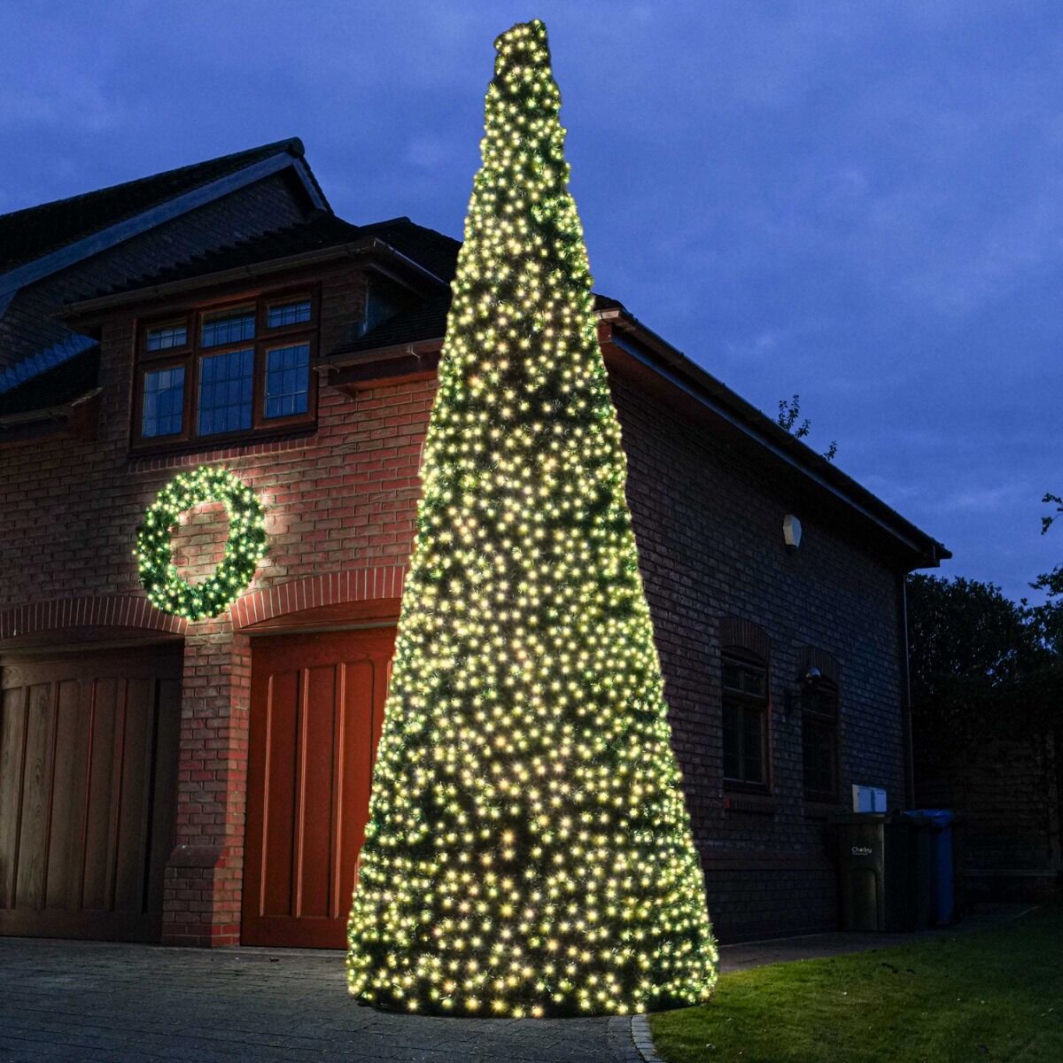 6m Outdoor Green Commercial Pre Lit Christmas Cone Tree, Rubber Cable Warm White ConnectGo® LEDs image 1