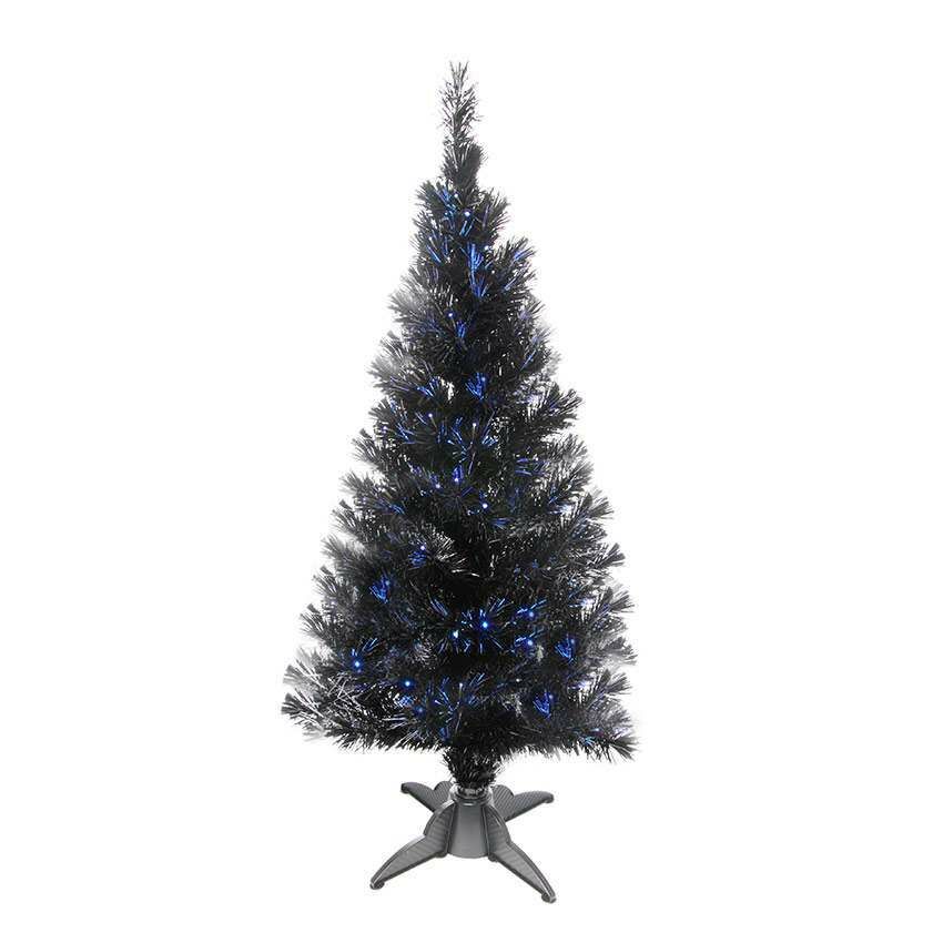 2ft Black Fibre Optic Christmas Tree, White LEDs image 3