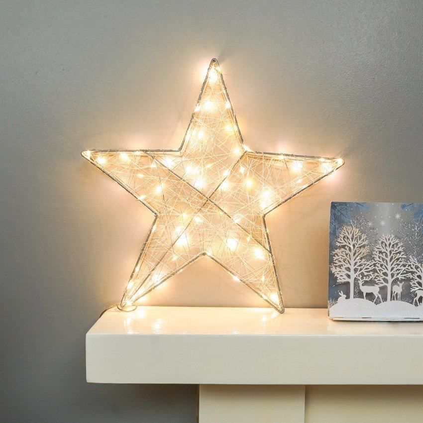 38cm Hanging Firefly Star Decoration, 80 Warm White Twinkling LEDs image 4