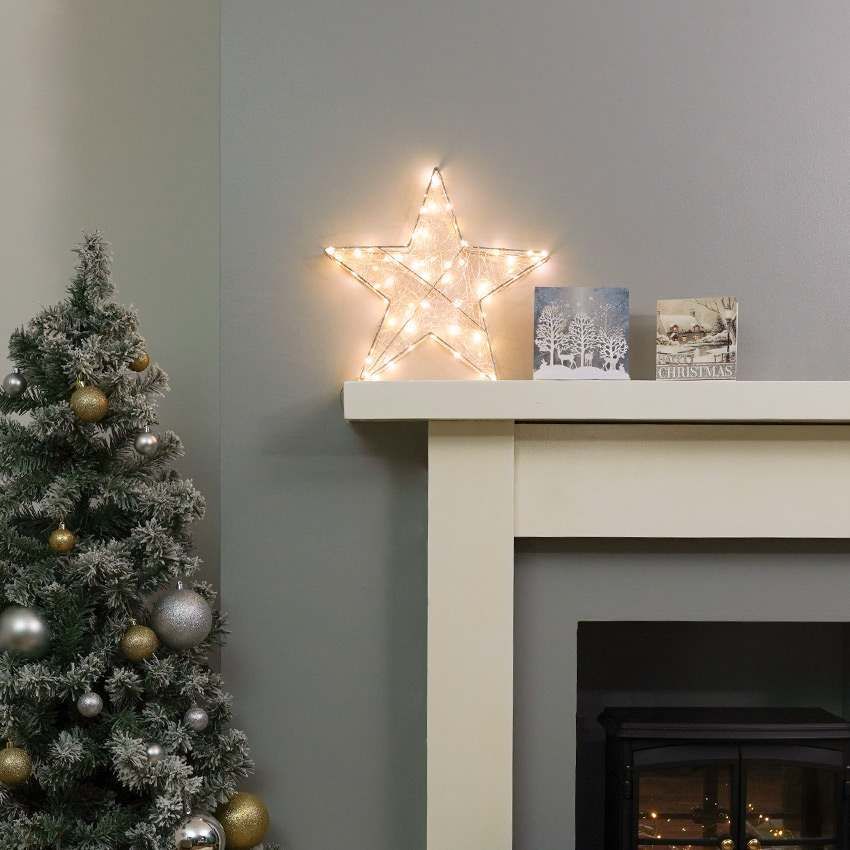 38cm Hanging Firefly Star Decoration, 80 Warm White Twinkling LEDs image 7
