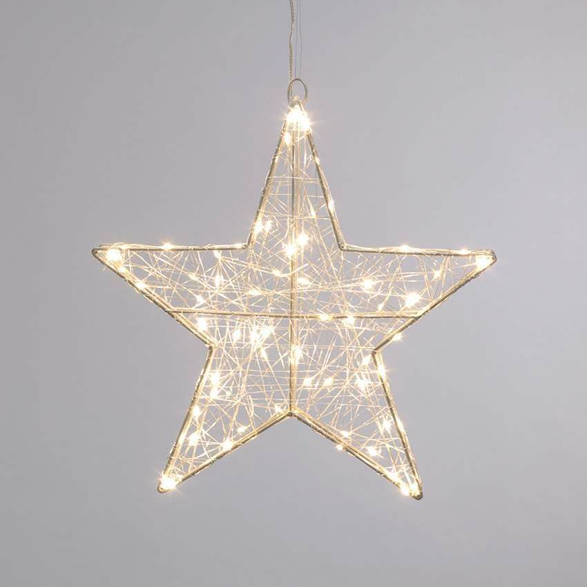 38cm Hanging Firefly Star Decoration, 80 Warm White Twinkling LEDs image 5
