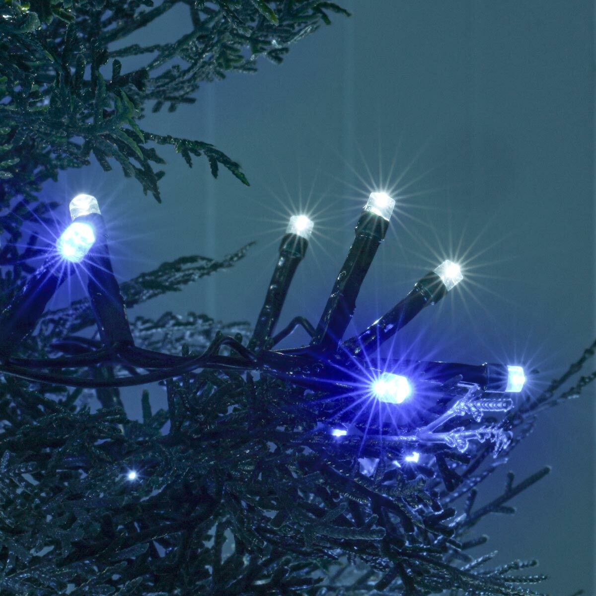 25.9m Outdoor Twinkling Christmas Tree Fairy Lights, 1000 Blue & White LEDs image 6