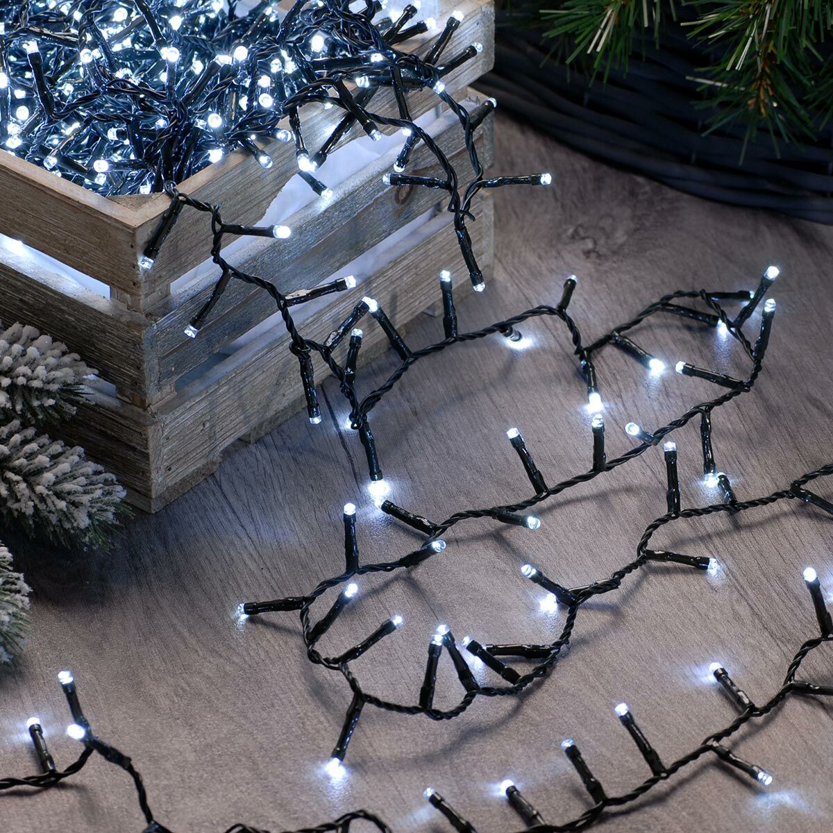7.7m Indoor & Outdoor Twinkling Christmas Tree Fairy Lights, 300 White LEDs image 2