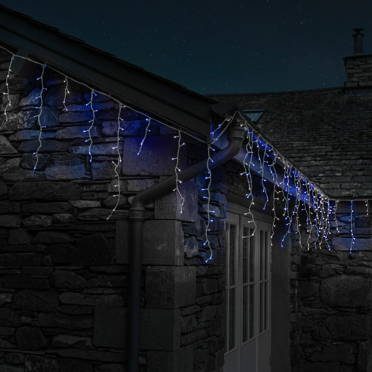 8.8m Christmas Snowing Effect Icicle Lights, 360 Blue &amp; White LEDs image 2