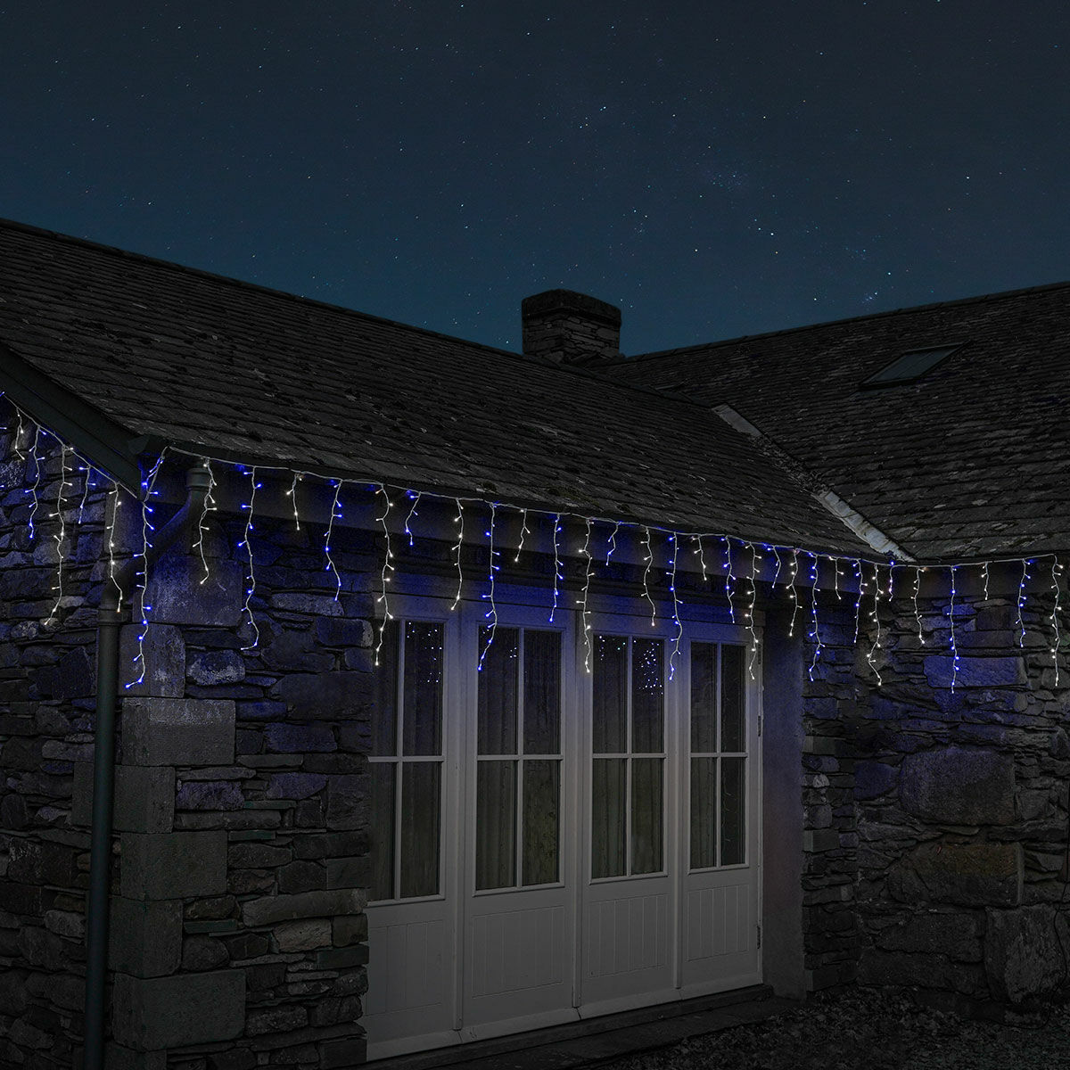 8.8m Christmas Snowing Effect Icicle Lights, 360 Blue &amp; White LEDs image 3