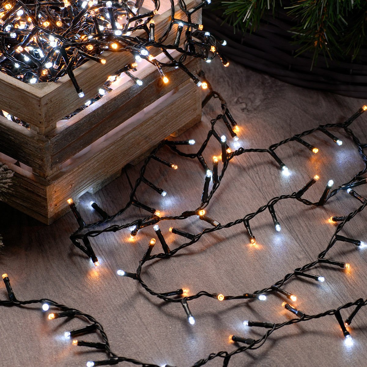 7.7m Outdoor Twinkling Effect Christmas Tree Fairy Lights, 300 White and Warm White LEDs image 2
