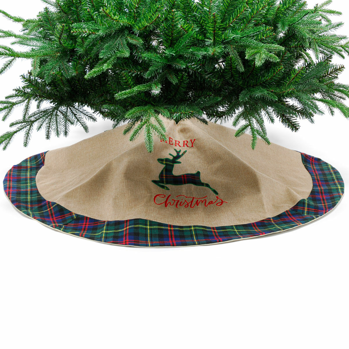 1.2m Brown Hessian Reindeer Christmas Tree Skirt  image 3
