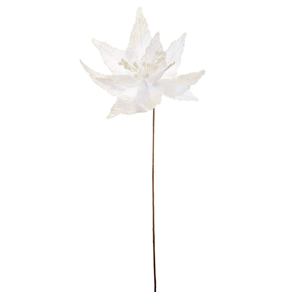 60cm White Glitter Poinsettia Christmas Tree Decoration, 4 Pack image 3