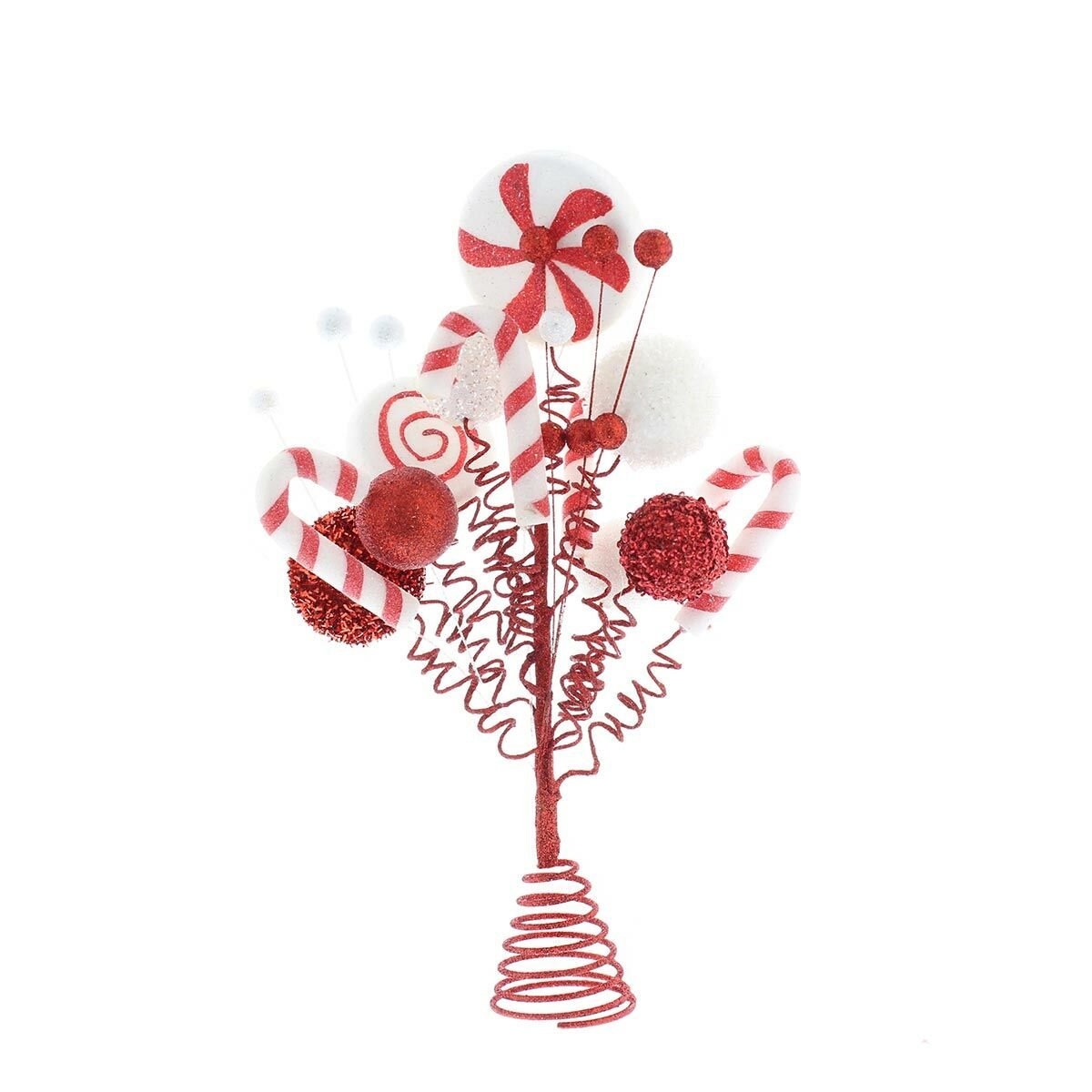 36cm Red and White Christmas Tree Topper Decoration image 1