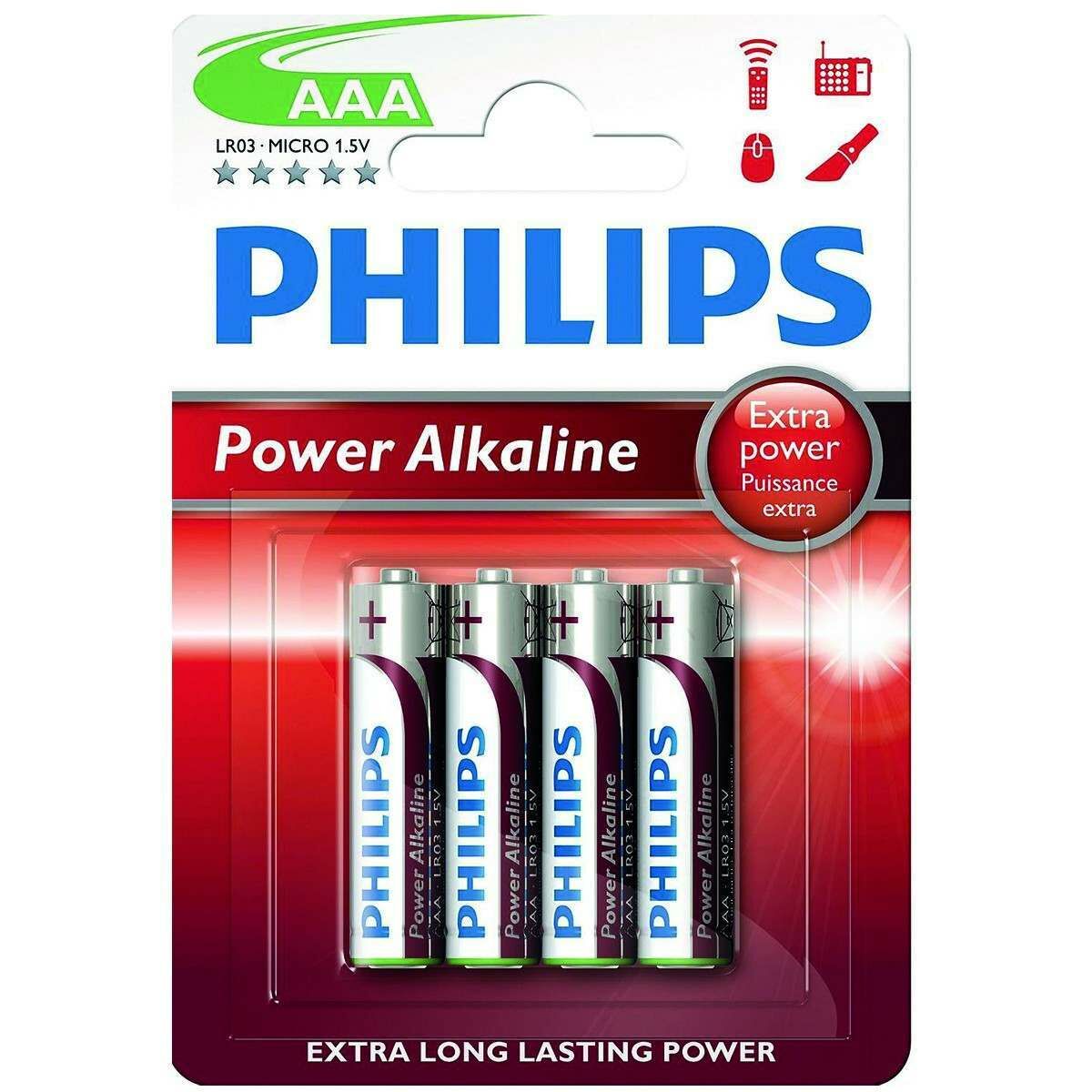 Philips Power Alkaline AAA Batteries (Pack of 4) image 2
