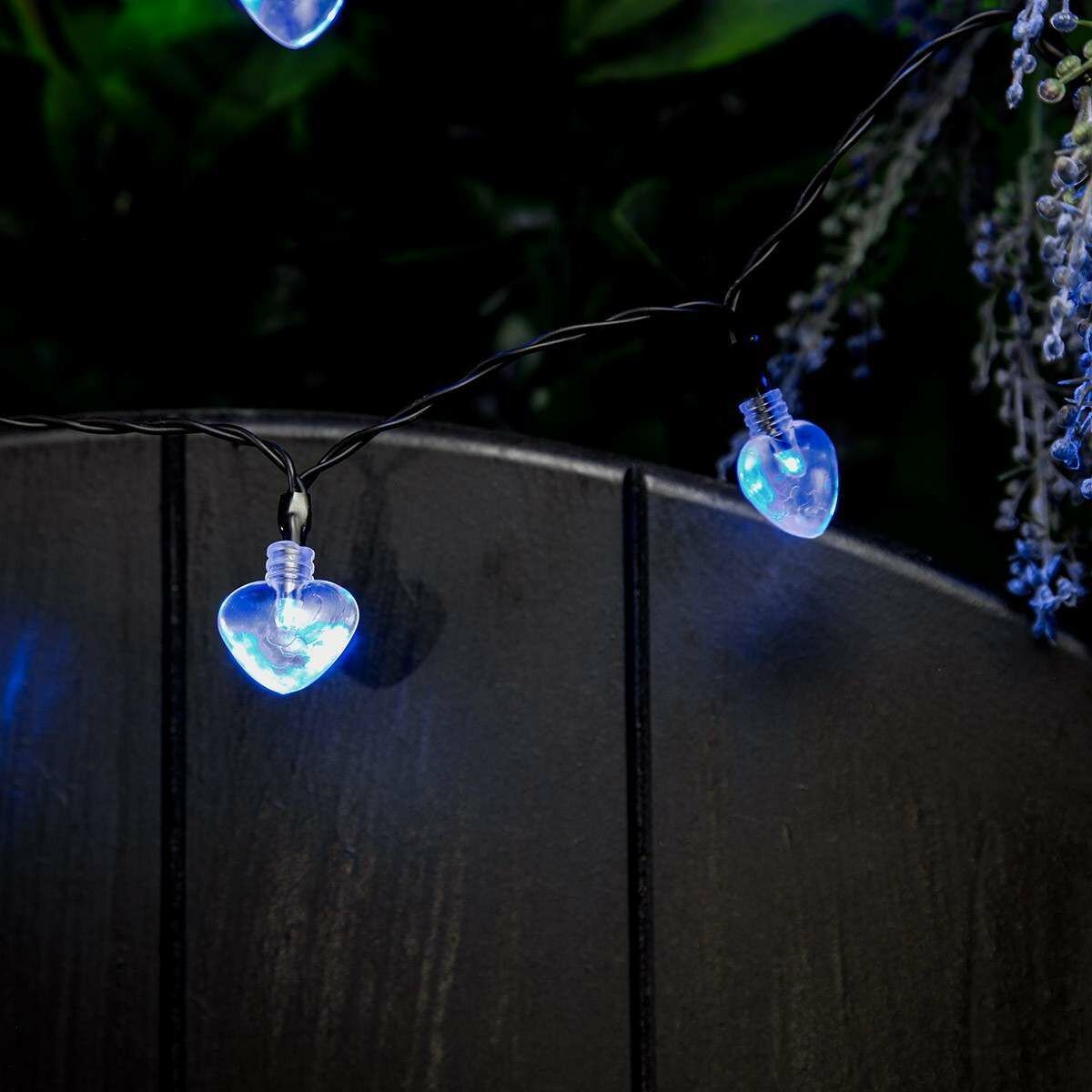 Solar Multi Function Heart Fairy Lights,100 Blue LEDs, 10m image 3
