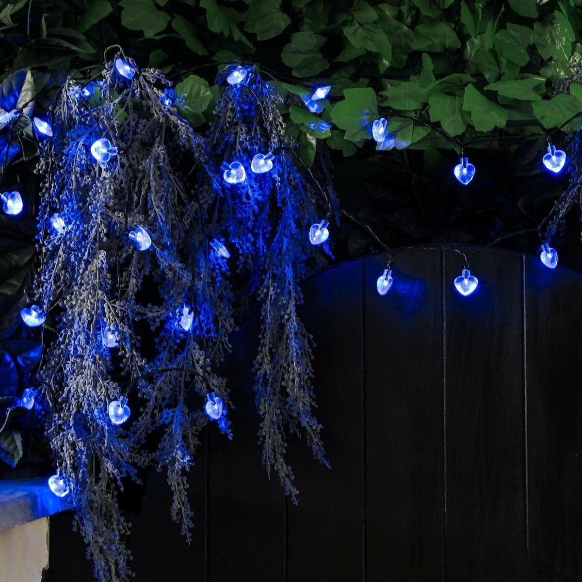 Solar Multi Function Heart Fairy Lights,100 Blue LEDs, 10m image 4