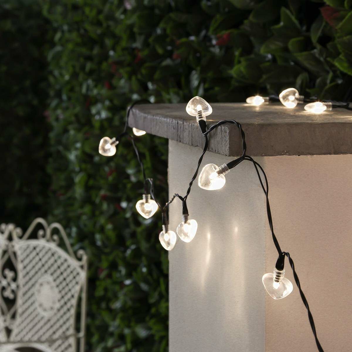 Solar Multi Function Heart Fairy Lights, 100 Warm White LEDs, 10m image 6