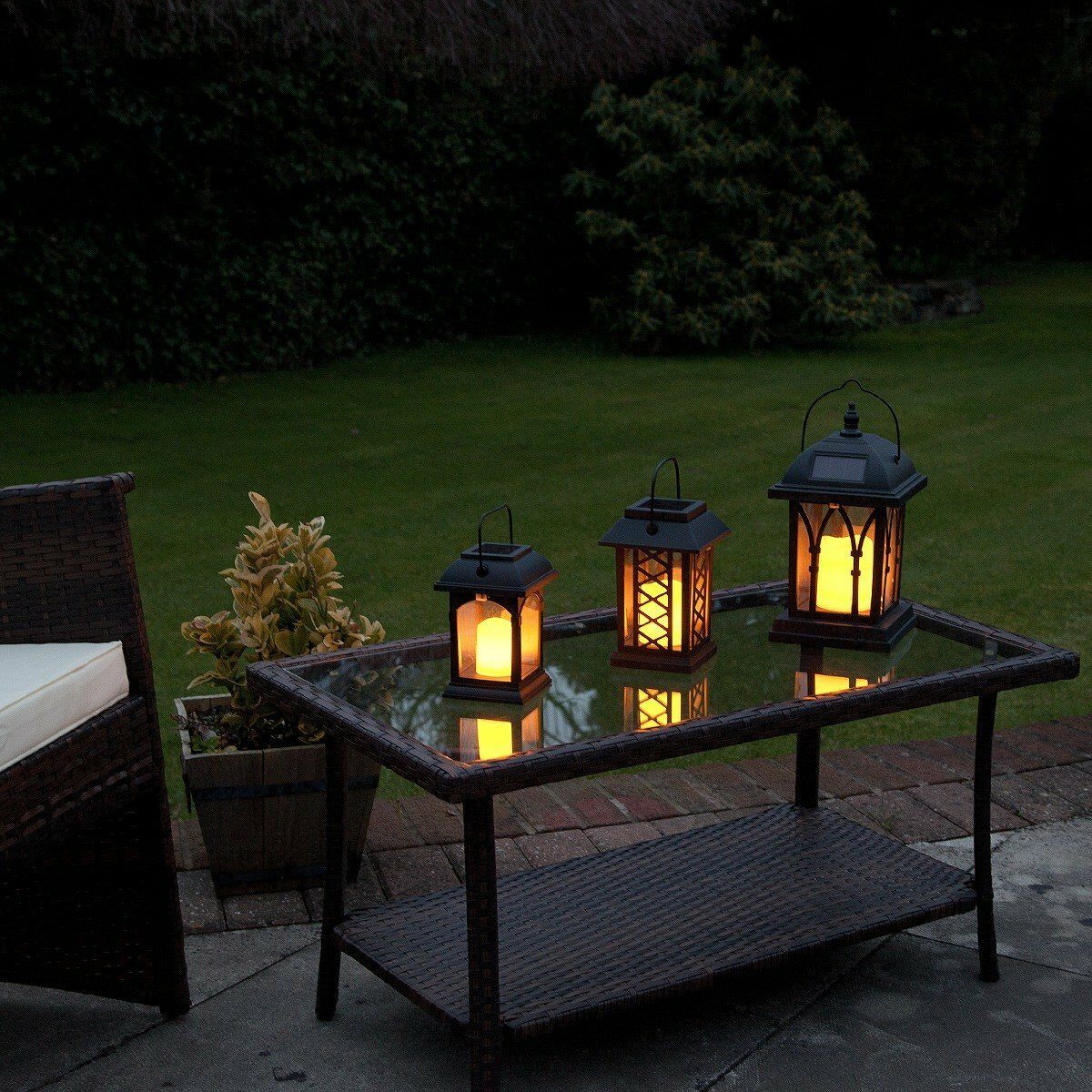 Solar Garden Flickering Candle Lantern, Amber LED, 3 Pack image 2