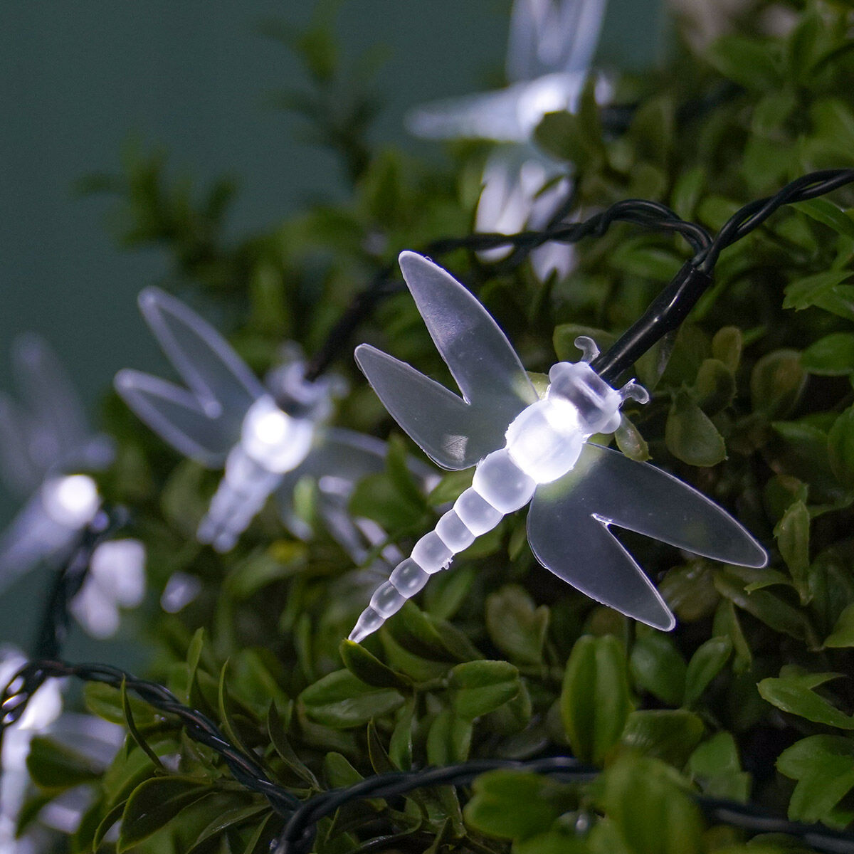 Solar Multi Function Dragonfly Fairy Lights, 100 White LEDs, 10m image 2