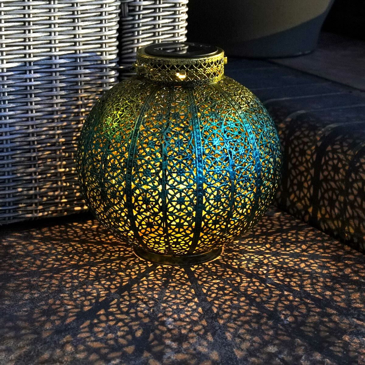 Solar Blue and Gold Moroccan Lantern image 2