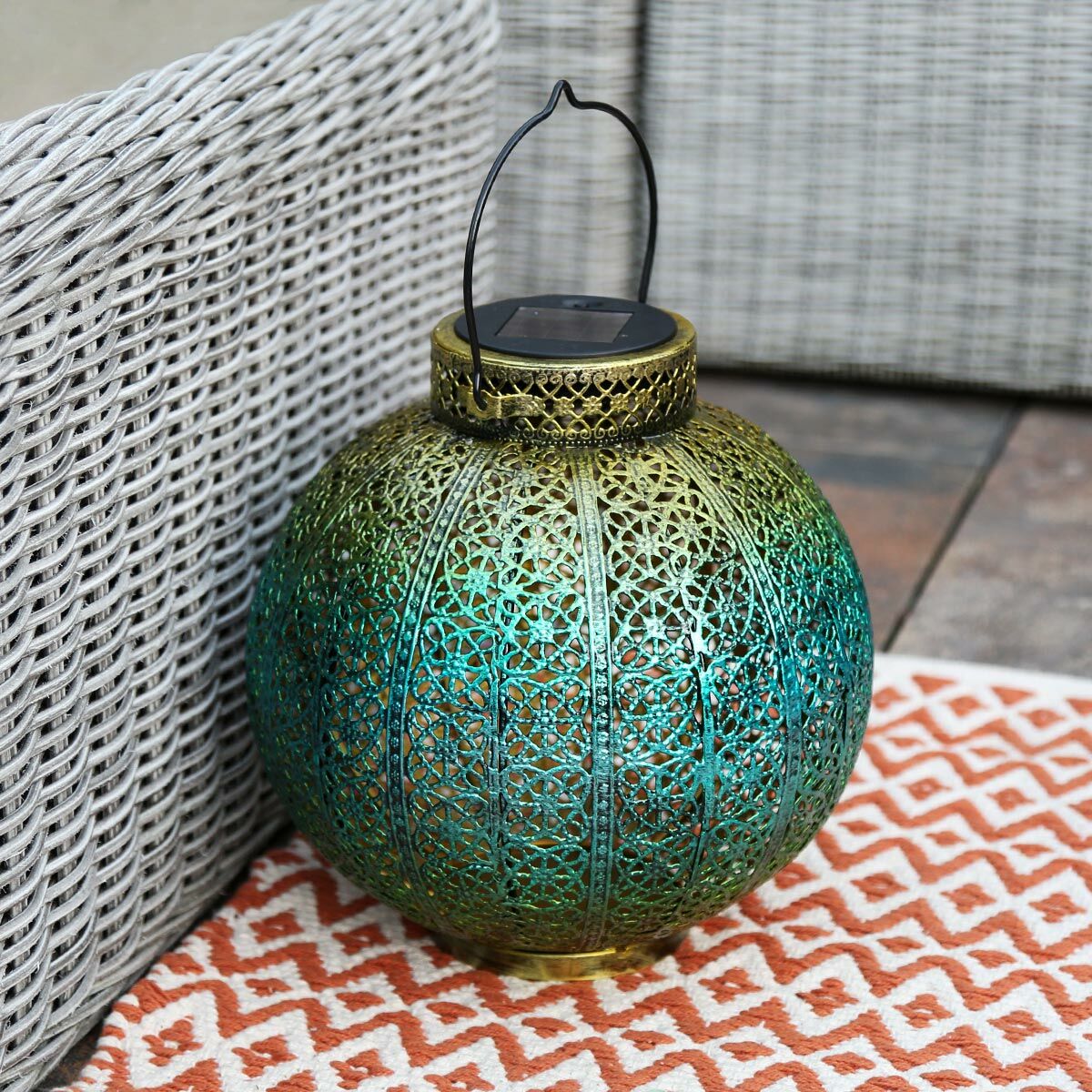 Solar Blue and Gold Moroccan Lantern image 5