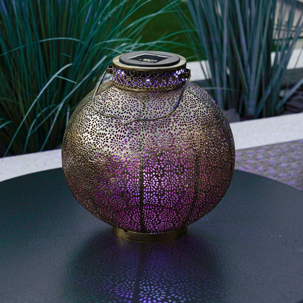 Solar Antique Brass Moroccan Lantern image 3