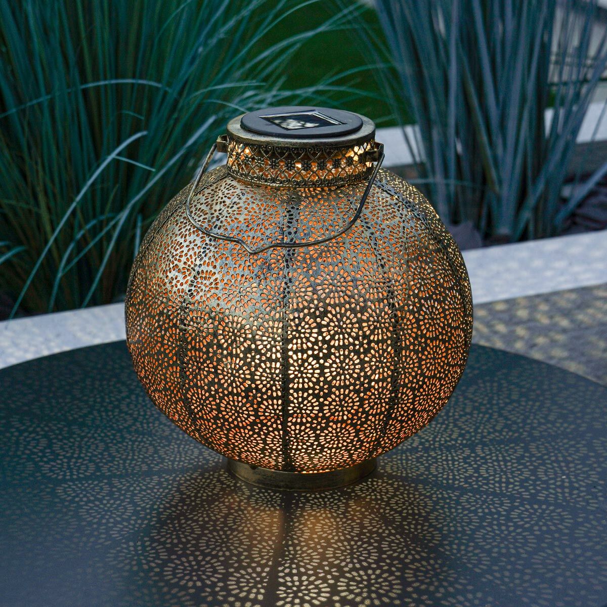 Solar Antique Brass Moroccan Lantern image 1