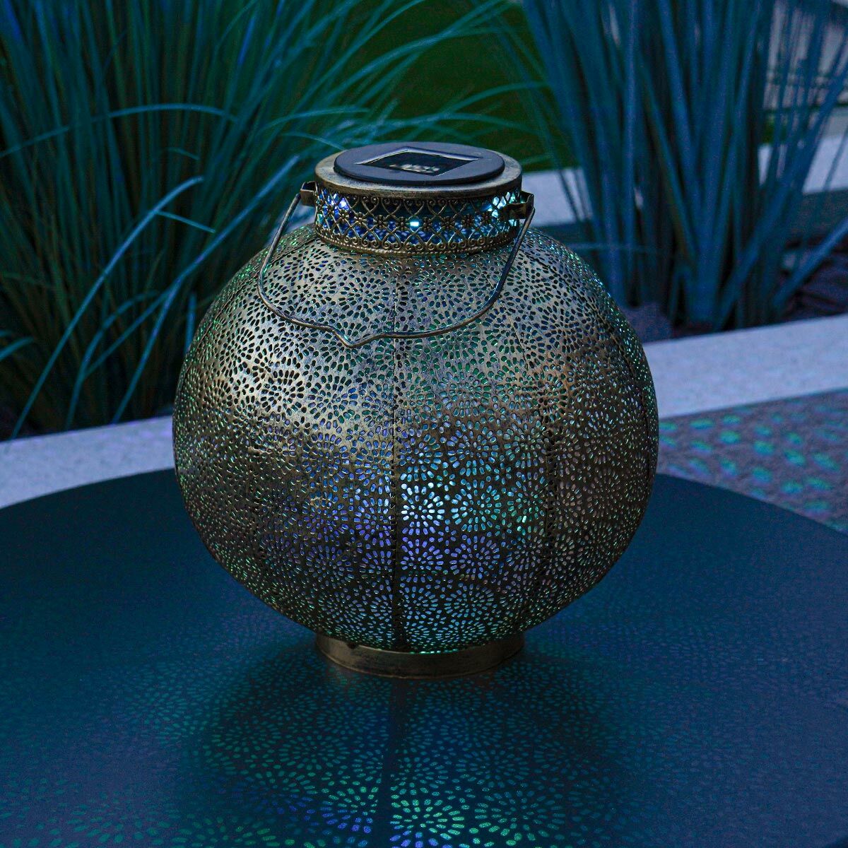 Solar Antique Brass Moroccan Lantern image 4