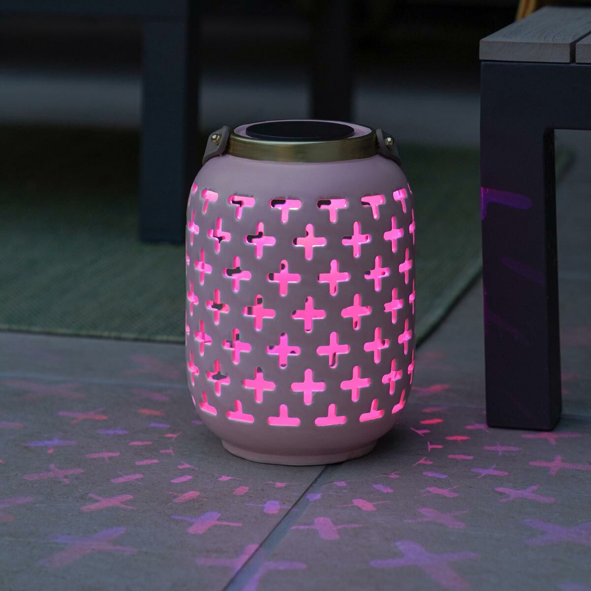 Battery  Pink Ceramic Lantern. White and Colour Changing LEDs image 3