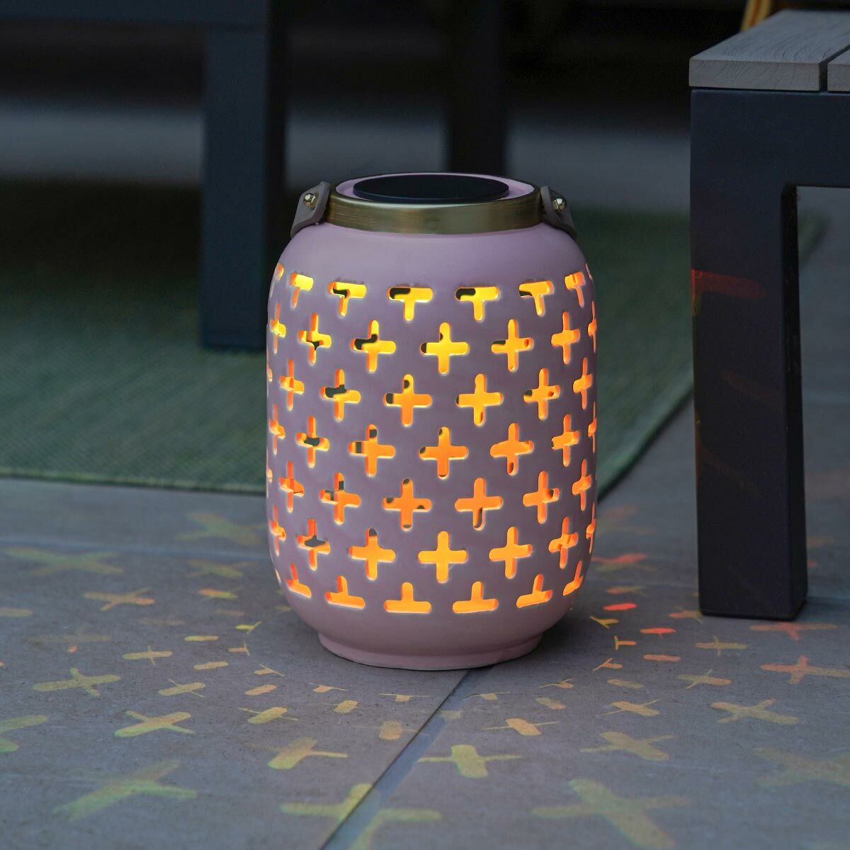 Battery  Pink Ceramic Lantern. White and Colour Changing LEDs image 4