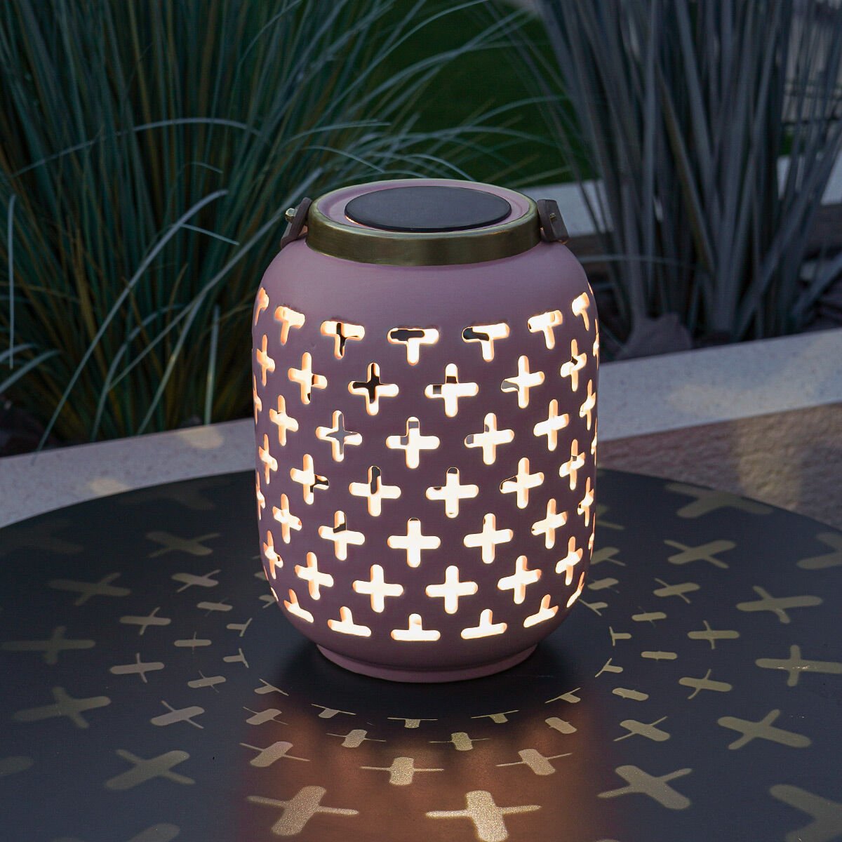 Battery  Pink Ceramic Lantern. White and Colour Changing LEDs image 6