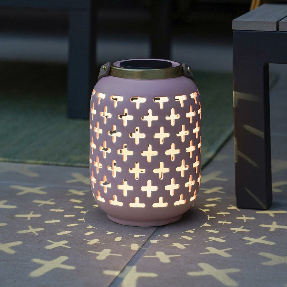 Battery  Pink Ceramic Lantern. White and Colour Changing LEDs image 1