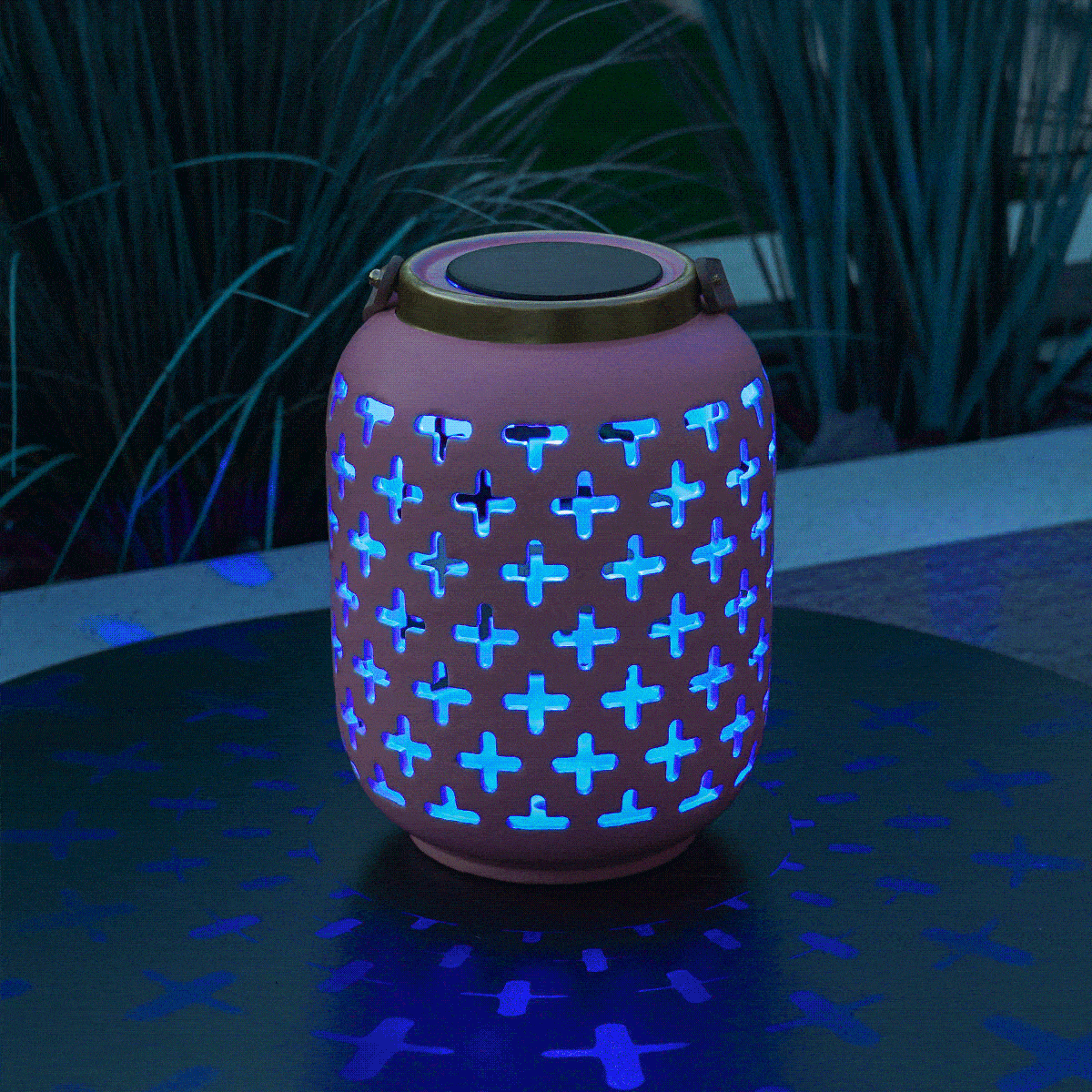 Battery  Pink Ceramic Lantern. White and Colour Changing LEDs image 2